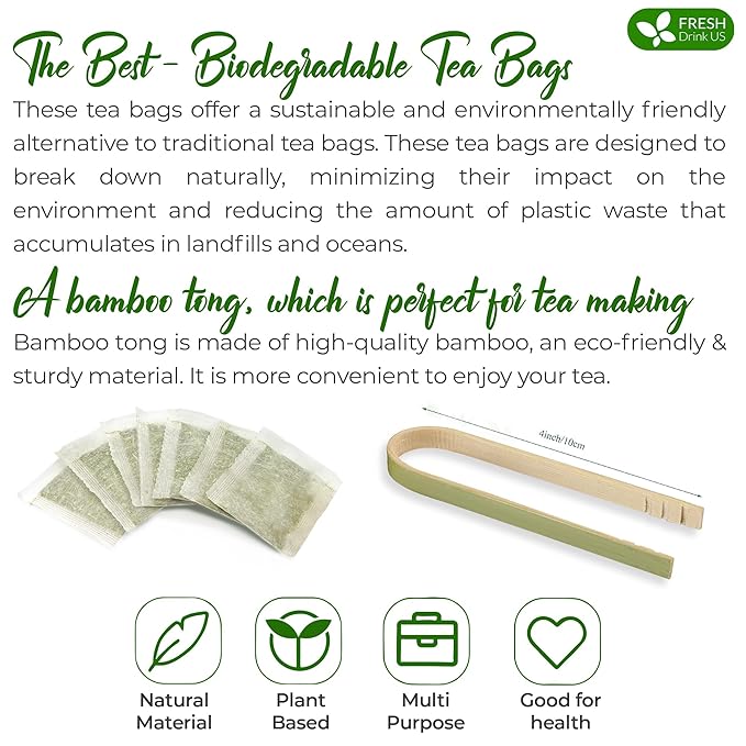 FreshDrinkUS, Premium 75 Nettle Leaf Tea Bags, 100% Natural & Pure from Nettle Leaves. Loose Leaf Nettle Herbal Tea. Nettle Leaf Tea. No Sugar, No Caffeine, No Gluten, Vegan.