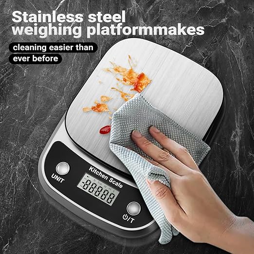 Food Kitchen Scale Digital Weight Grams and Oz，Professional Digital Kitchen Food Scales 10kg/1g for Weight Loss Dieting Baking Cooking,Stainless Steel Weighing Platform,LCD Display