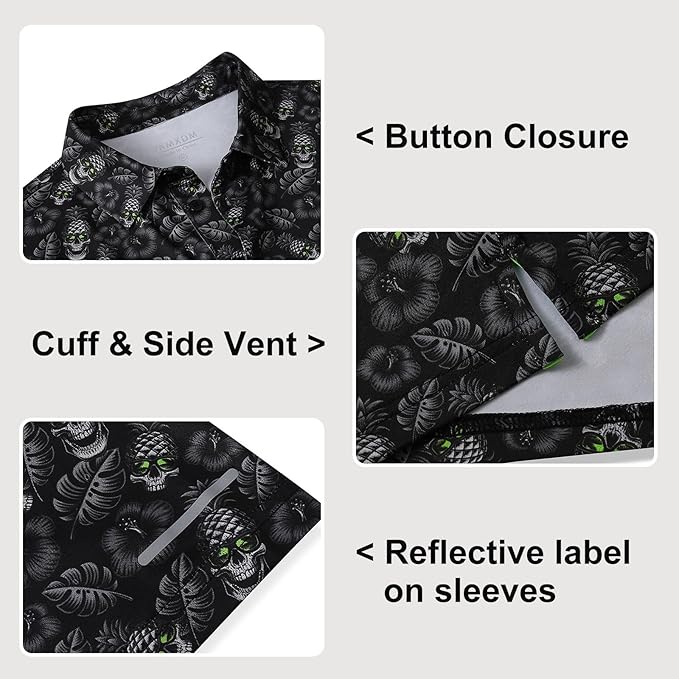 Golf Shirts for Men - Moisture Wicking Short Sleeve Performance Sport Casual Striped Collared Mens Polo Shirt