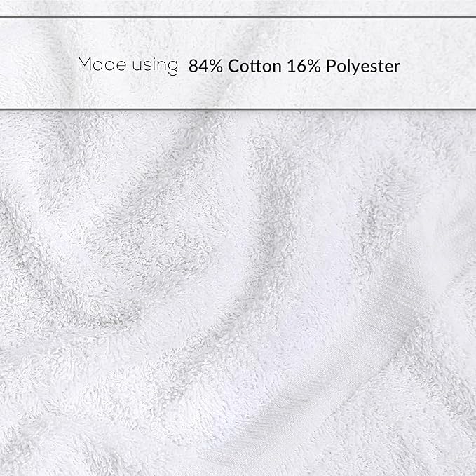 GOLD TEXTILES 48 White Economy Bath Towels Bulk (24x48 Inch) Cotton Blend for Softness-Commercial Grade Easy Care