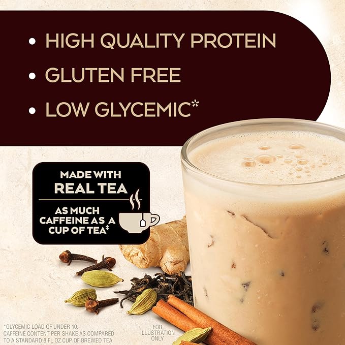 Atkins Chai Tea Latte Flavored Protein Shake, High Protein Shake, Low Glycemic, Low Carb, Low Sugar, Keto Friendly, Gluten Free, 12 count (3 sets of 4)