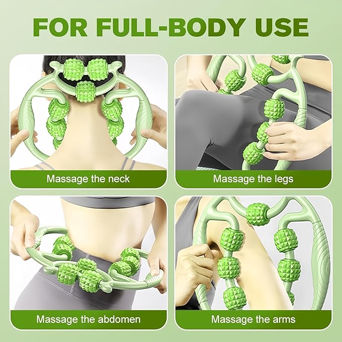Deep Tissue Massage Roller for Legs Leg Massager Roller Thigh Massager PP 18-Wheel 9.45x10.24x4.33in Pink/Green for Home Fitness Muscle Recovery Men Women (12Wheels,Pink)