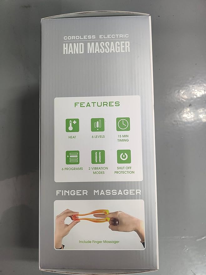 cotsoco Hand Massager with Heat and Compression, 6 Levels Hand Therapy for Arthritis and Carpal Tunnel Relief, Finger and Wrist Cordless Massager Machine for Pain Relief, Gifts for Women Men, White