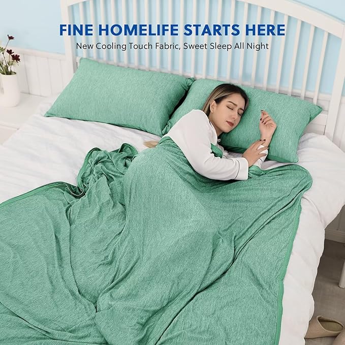 HOMFINE Cooling Blankets for Hot Sleepers - Summer Blanket Thin Lightweight Breathable Soft Double Side Enhanced Cooling for Bed Couch Sofa, Keep Cool for Night Sweats (Green, 60 x 80 inches)