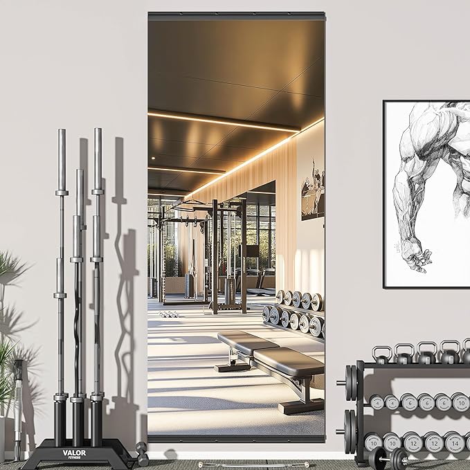 Hasipu 94''x39'' Home Gym Mirror Large Full Length Wall Mounted Full Body Mirror for Yoga Dance Fitness Exercise Studio Bedroom Garage, Frameless Tempered Glass Workout Mirrors Black Rectangular