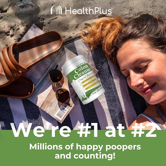 Health Plus Super Colon Cleanse Original Formula (1990-2025), 15 oz Powder, 42 Servings, with Psyllium Husk and Senna Leaf for Constipation Relief and Digestive Support