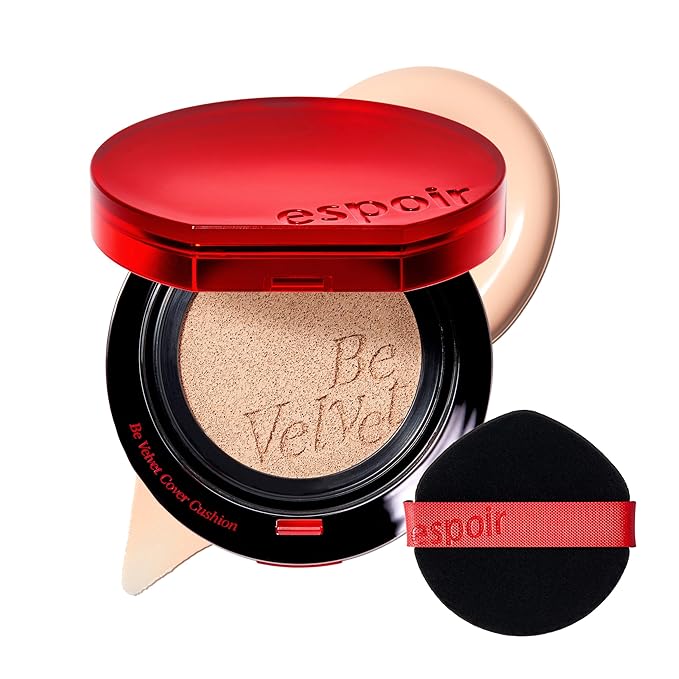 espoir [NEW] Be Velvet Cushion Foundation | Quick and Easy Coverage with Long-lasting Color by Zero Oxidation (#20 Vanilla, 0.46 Ounce (Pack of 1))