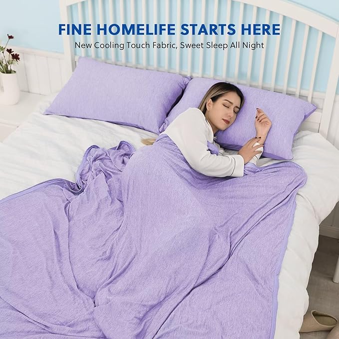 HOMFINE Cooling Blankets for Hot Sleepers - Summer Blanket Thin Lightweight Breathable Soft Double Side Enhanced Cooling for Bed Couch Sofa, Keep Cool for Night Sweats (Purple, 50 x 70 inches)