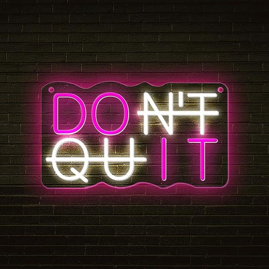 Don't Quit Neon Sign for Wall Decor LED Gym Neon Light Signs for Bedroom Home Office Hotel Pub Cafe Recreation GymRoom Game Room Fitness Club Décor Boyfriend Gift