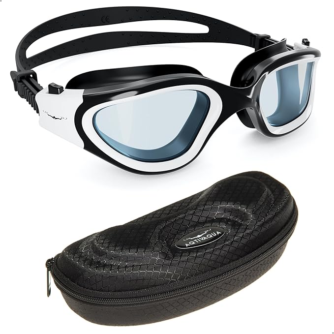AqtivAqua Swimming Goggles, DX Wide View Swim Goggles for Adult Men Women, Anti Fog No Leaking