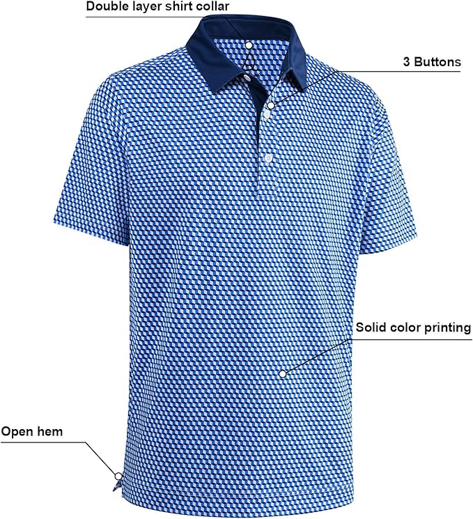 DEOLAX Mens Polo Shirts Fashion Print Mens Golf Shirt Dry Fit Mens Golf Polo Short Sleeve Quick Dry Funny Golf Shirt for Men