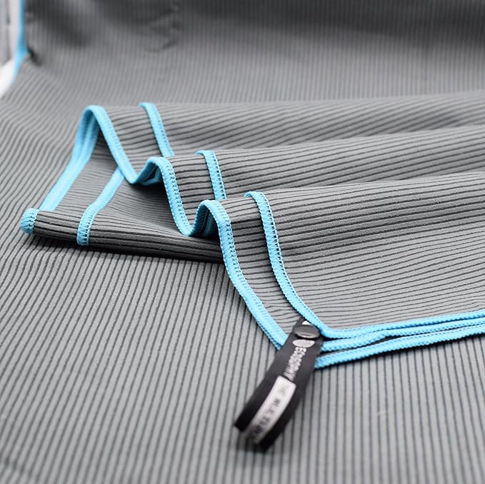 ECCOSOPHY Microfiber Beach Towel – Quick Dry Gym Towel, Highly Absorbent with Ribbed Texture, Lightweight – Ideal for Travel, Pool, Yoga, Fitness & Outdoor Adventures – 71x35 Charcoal