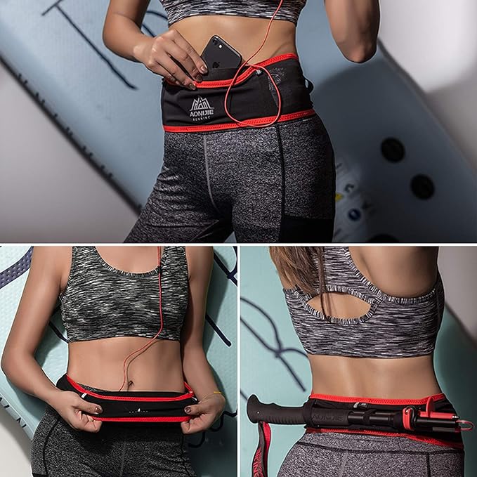 AONIJIE Hydration Belt Running Fanny Pack, with 250ml Soft Water Bottle Flask Phone Holder for Trailing Running Climbing Jogging Cycling Workout Fitness 3 Colors (Red, S/M)