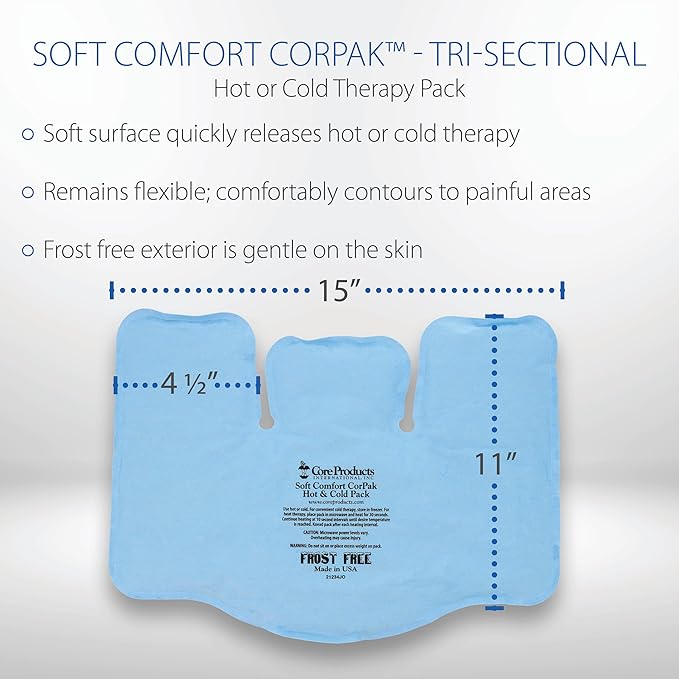 Core Products Soft Comfort CorPak – Reusable Hot & Cold Therapy Pack, Ice Pack for Injuries, No-Frost Compress for Muscle, Back & Joint Pain Relief – 11" x 15", Made in USA