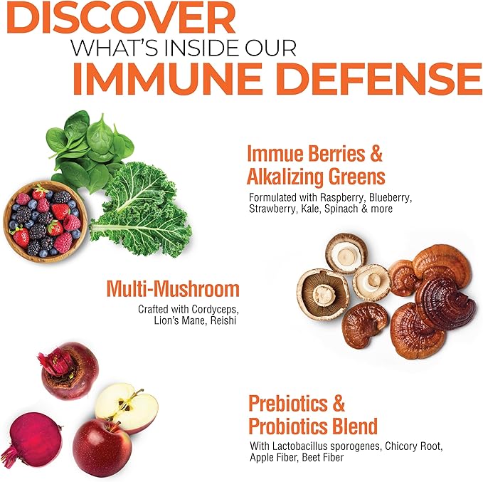 COUNTRY FARMS Immune Defense Superfoods, Immune Support Supplement, Vitamin C with Black Elderberry, Echinacea, Turmeric, Supports Hydration, with Probiotics and Prebiotics, Berry Flavor, 40 Servings