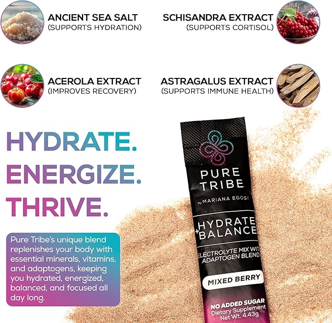 Electrolytes Powder Packets - Sugar Free Hydration Powder Drink Mix Loaded with 6 B Vitamins & Minerals - Energy Drink for Muscle and Mood Support - Mixed Berry Flavor - 30 Servings