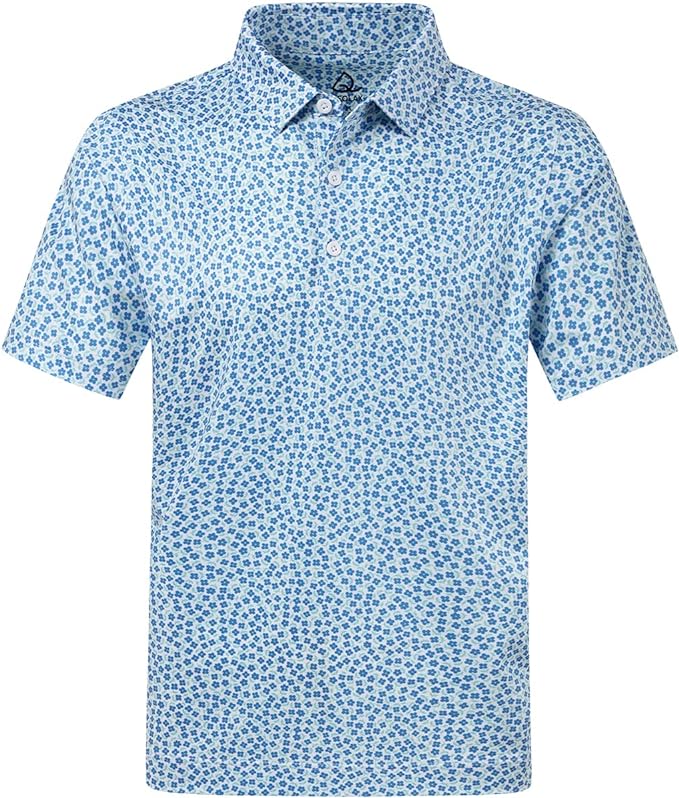 DEOLAX Mens Polo Shirts Fashion Print Mens Golf Shirt Dry Fit Mens Golf Polo Short Sleeve Quick Dry Funny Golf Shirt for Men