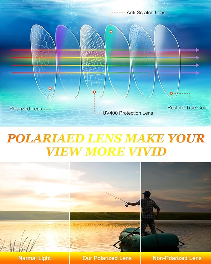 Frienda 6 Pack Polarized Sport Sunglasses for Men Multipack Fit over Glasses Pack Lot Set Men's Sport Fishing Eyeglasses