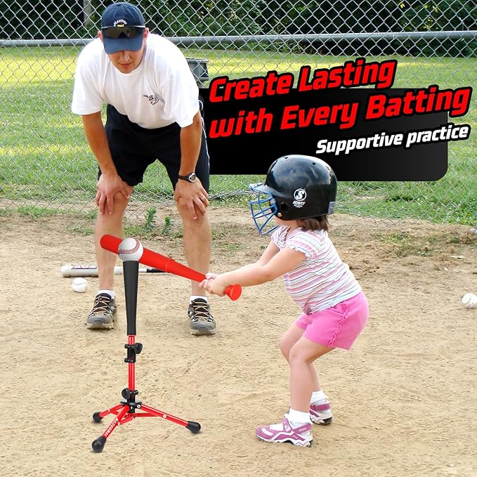 Baseball Tee for Kids,Youth Stand Set,Teeball Set,Youth Baseball,Softball Batting Tee Set,Easy Adjustable Height