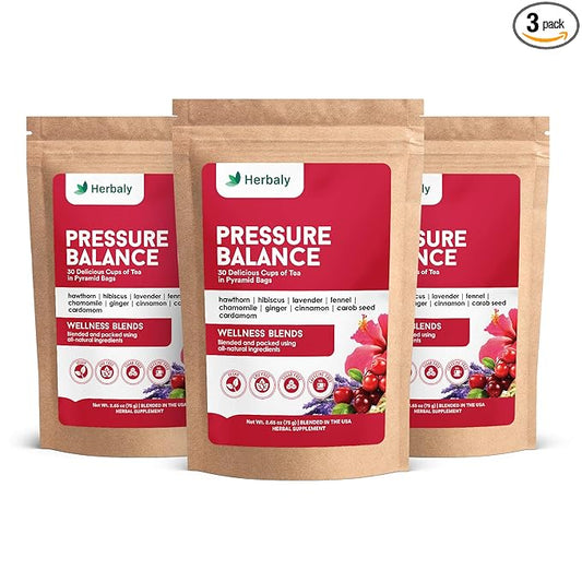 Herbaly Heart Functional Tea - 9 Superherbs - Natural, Organic, Non-GMO, Caffeine-Free, Sugar Free - 3 Pack, 90 Pyramid Tea Bags