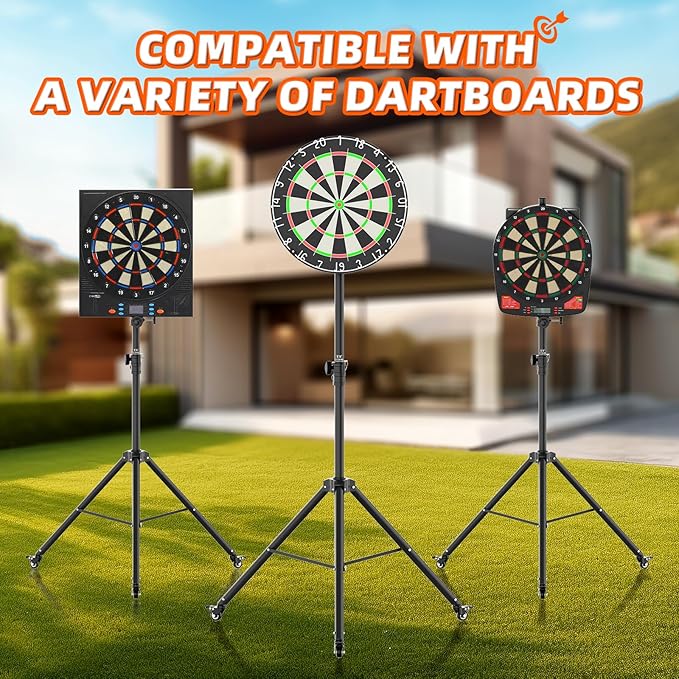 Dartboard Stand, Portable Professional Dart Holder Stand Adjustable Height from 57.1 to 77.6 -inch for Outdoor, Travel, Home, or Bars Games