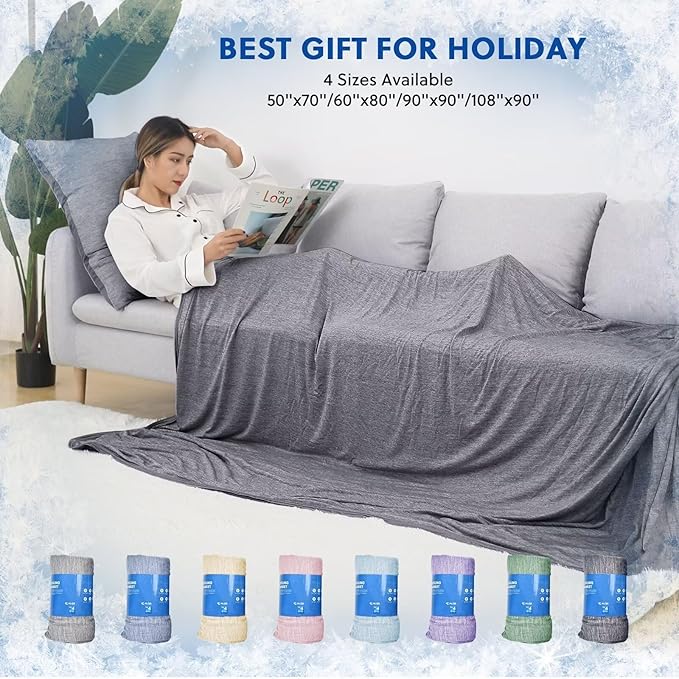 HOMFINE Cooling Blankets for Hot Sleepers - Summer Blanket Thin Lightweight Breathable Soft Double Side Enhanced Cooling for Bed Couch Sofa, Keep Cool for Night Sweats (Black, 50 x 70 inches)