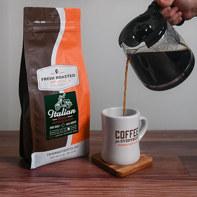 Fresh Roasted Coffee, Italian Roast, 2 lb (32 oz), Dark, Kosher, Whole Bean