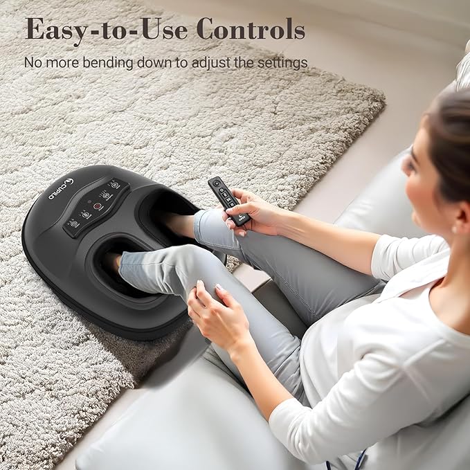 FSA Foot Massager with Heat and Remote - HSA Eligible, Feet Massager for Plantar Fasciitis & Neuropathy, Shiatsu Deep Kneading for Foot Pain Relief, Gifts for Mom Dad, Fits Up to Size 13