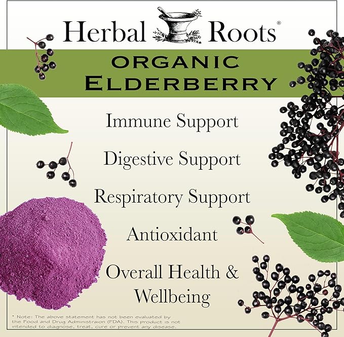 Herbal Roots Certified Organic Skin Health Trio, Apple Cider Vinegar, Fruiting Body Mushroom Blend, Black Elderberry,