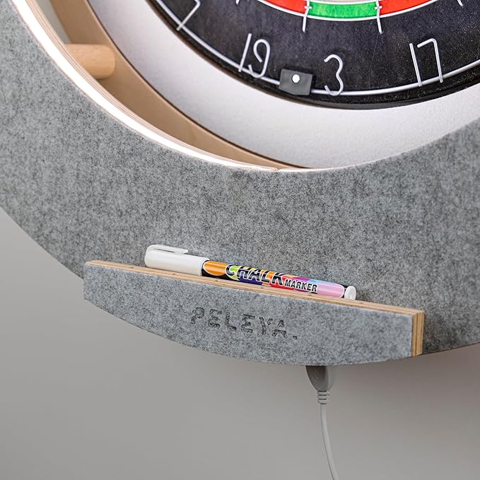 Dart Board Cabinet Set with LED Light; Bristle Dartboard, Built in LED Light, Darts and Chalkboards