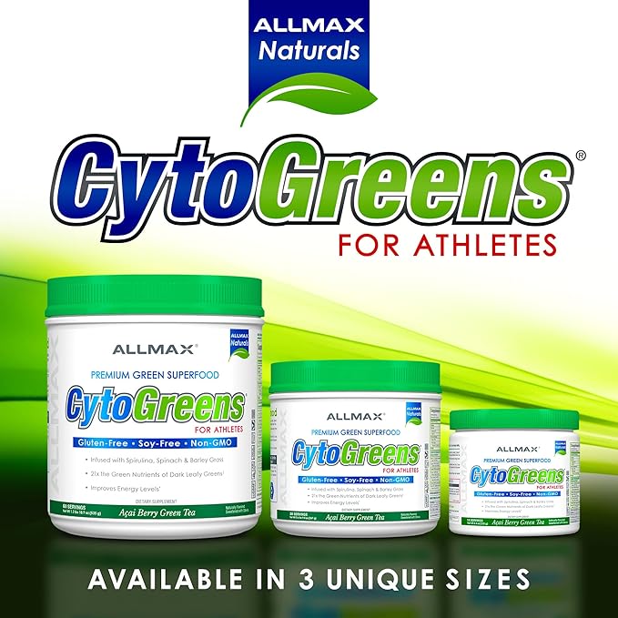 ALLMAX Nutrition - Cytogreens Super Greens Powder, Infused with Spirulina, Spinach & Barley Grass, Supports Immune & Digestive Health, Gluten Free & Vegan, 30 Servings (Acai Berry Green Tea)