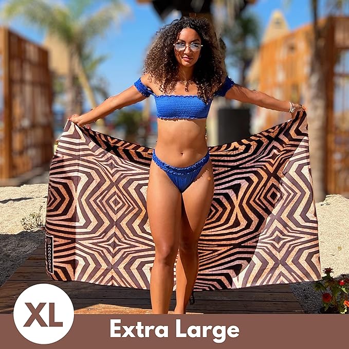 ECCOSOPHY Microfiber Beach Towel - Sand Free Towels are Quick Dry, Light Weight, Super Absorbent - Perfect Pool, Travel, Cruise, Camping Essentials - Oversized Extra Large for Adults 71x35 in