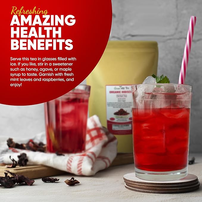 Greenhilltea Premium Dried Hibiscus Flower, Fully natural and healthy, Rich Aroma, Gluten Free, Non GMO, contains benefits of Hibiscus – 4 OZ