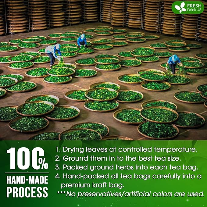 FreshDrinkUS, Premium 75 Ginkgo Biloba Leaf Tea Bags, 100% Natural & Pure from Ginkgo Biloba Leaves. Loose Leaf Herbal Tea. Made with Eco-Conscious Tea Bags. No Sugar, No Caffeine, No Gluten, Vegan.