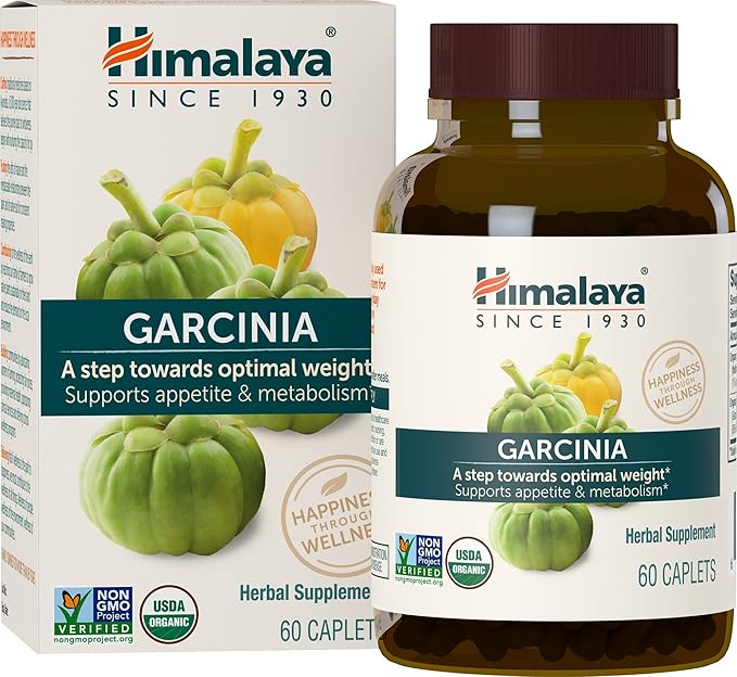 Himalaya Organic Garcinia Cambogia Herbal Supplement, Appetite Support, Lipid Metabolism, Weight Support, USDA Organic, Non-GMO, Vegan, 600 mg, 60 Plant-Based Caplets, 30 Day Supply
