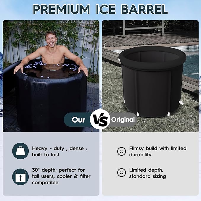 Cold Plunge Tub for Athletes, 100 Gallon Inflatable Ice Bath Tub Water Chiller Compatible, Portable Ice Tubs for Cold Plunge with Insulated Lid for Outdoor & Indoor Recovery