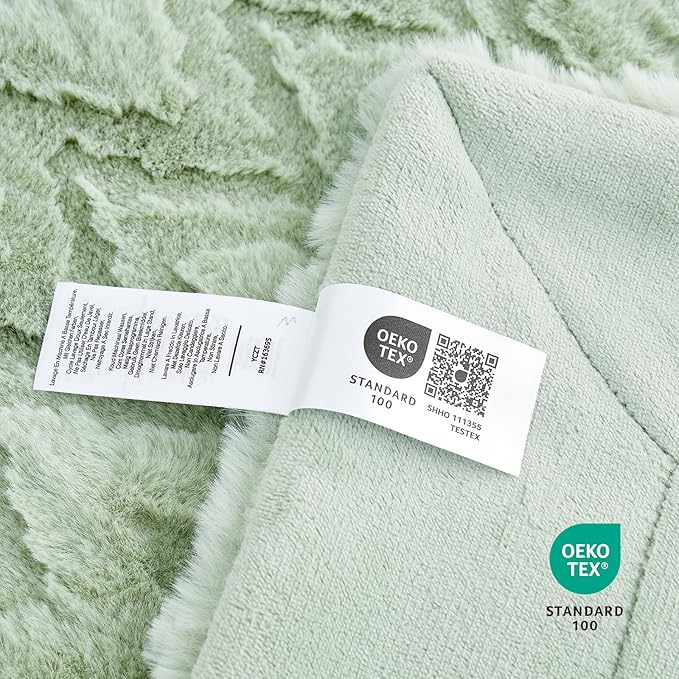 Cozy Bliss Faux Fur Throw Blanket for Couch - Soft Fuzzy Cozy Throw Gift Blankets for Women,Sage Green Boho Blanket for Sofa Bedroom Living Room.50 * 60 Inches