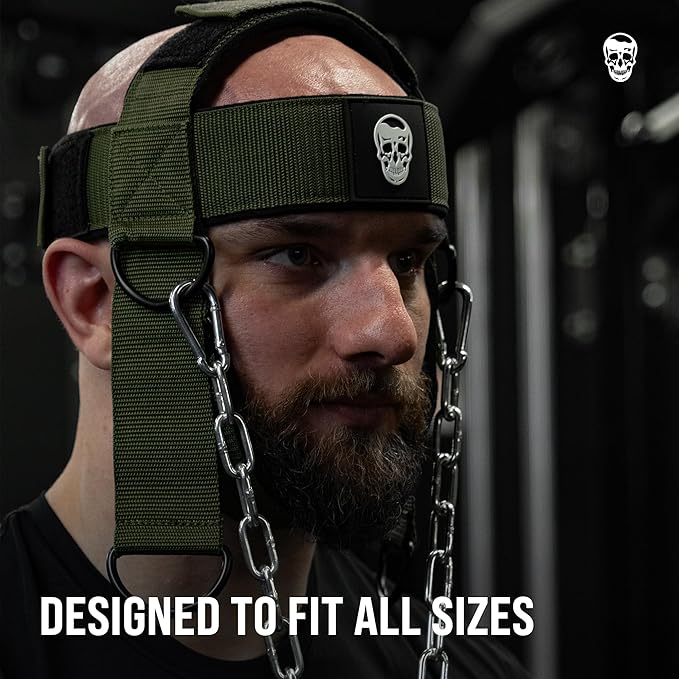 Gymreapers Neck Harness - Heavy Duty Stainless Steel Chain, Adjustable Neoprene Strap, Trainer for Strength & Pain Relief