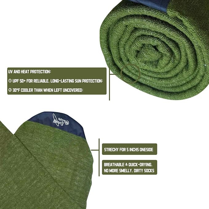 GrowSwell fabric Sock for Surfboard, Treetop Green Surfboard Cover, Surfboard Protection from Scratches, Dings, Wax, UPF 50+ proteciton, Keep 30°F cooler when covered