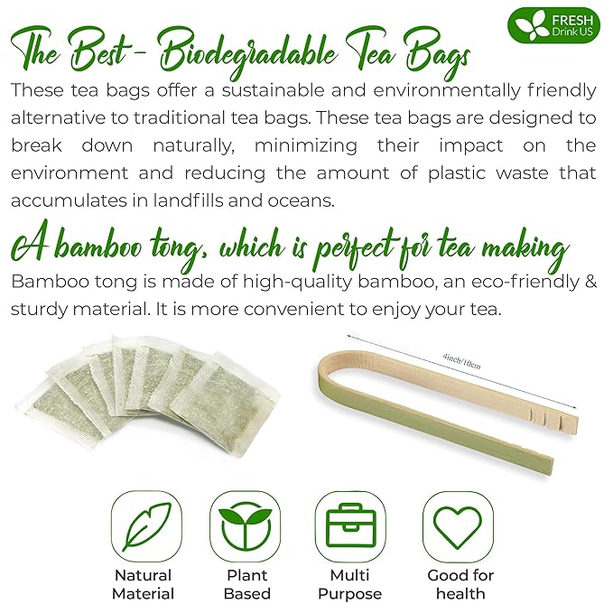 FreshDrinkUS, Premium 135 Spearmint Tea Bags, 100% Natural & Pure Spearmint Leaves. Loose Leaf Spearmint Herbal Tea. Spearmint Leaf Tea. No Sugar, No Caffeine, No Gluten, Vegan.