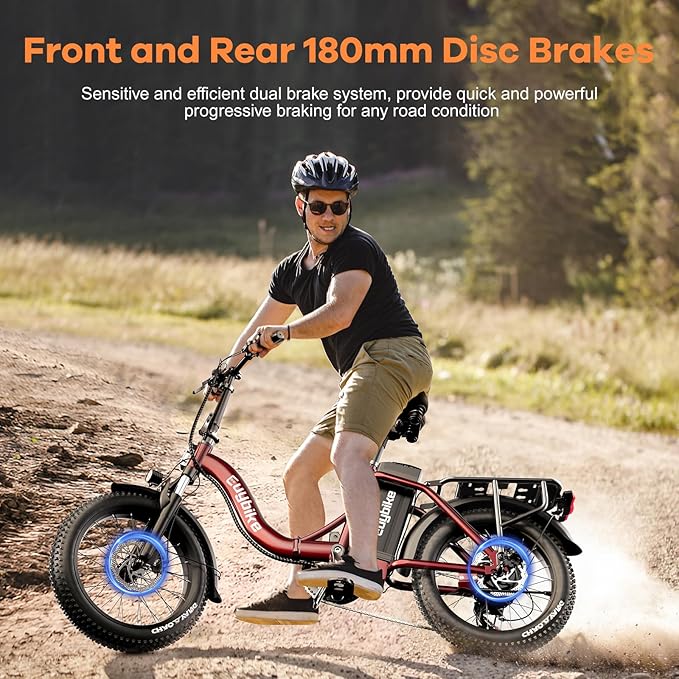 Foldable Electric Bike for Adults, Peak 1000W Brushless Motor 30MPH 70Miles City Commuter Ebike, 48V 20AH Lithium Battery, 20" Fat Tire 7-Speed E-Bicycle with Front Suspension Colourful LCD Display