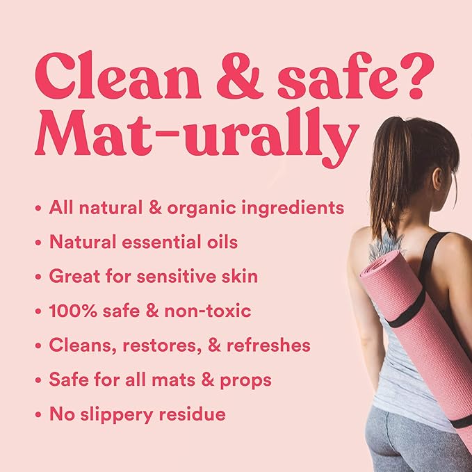 ASUTRA Yoga Mat Cleaner Spray (Soothing Sweet Rose), 4 fl oz - No Slippery Residue, Organic Essential Oils, Deep-Cleansing for Fitness Gear & Gym Equipment, Microfiber Towel Included