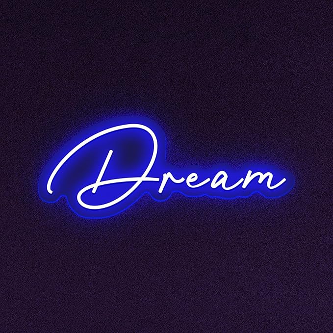 Dream Neon Sign for Wall Decor LED Neon Dream Light Sign USB Powered Wall Neon Light up Sign for Party Wall Décor Party Light Home Room Christmas Club Bistro Decor 5v (Blue)