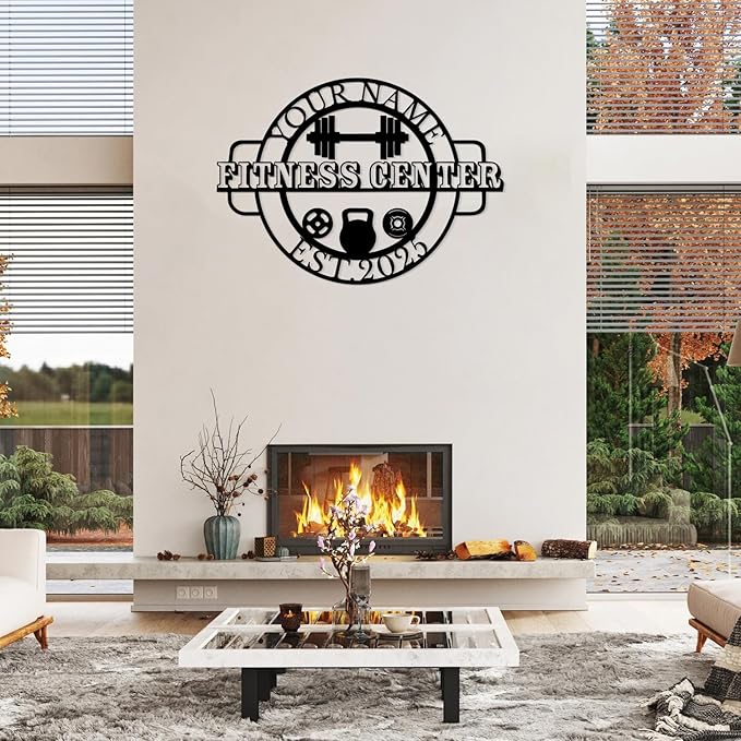 Customized Metal Gym Name Sign, Personalized Sports Room Wall Art,Metal Gym Sign,Unique Fitness Wall Sign, Gym Lovers Unique Gift, Gym Wall Art,Training Center Sign (Style-12)