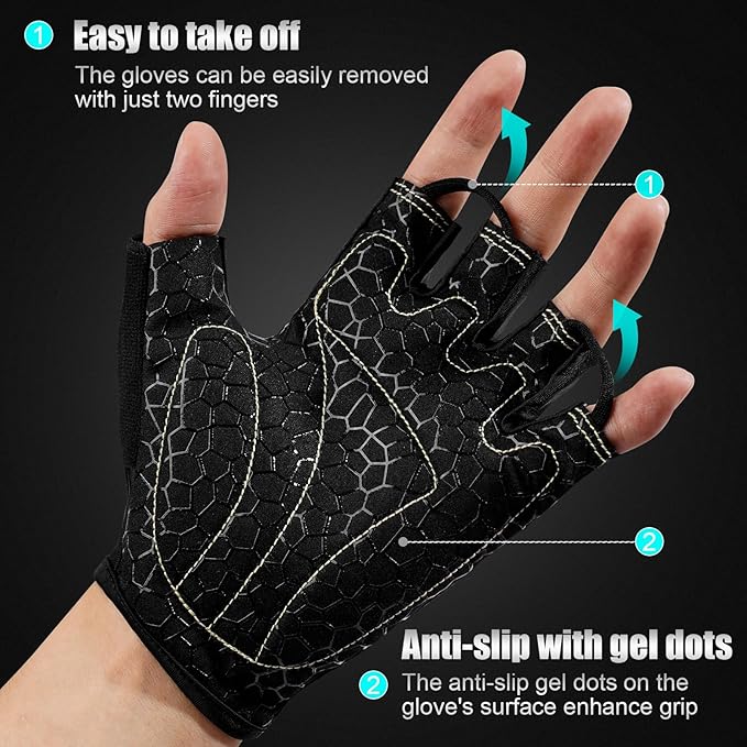 Cycling Gloves Bike Gloves for Men/Women Half Finger Biking Gloves Exercise Workout Gloves Suitable for Outdoor Sports, Gym, Weight Lifting, Rowing and Motorcycle