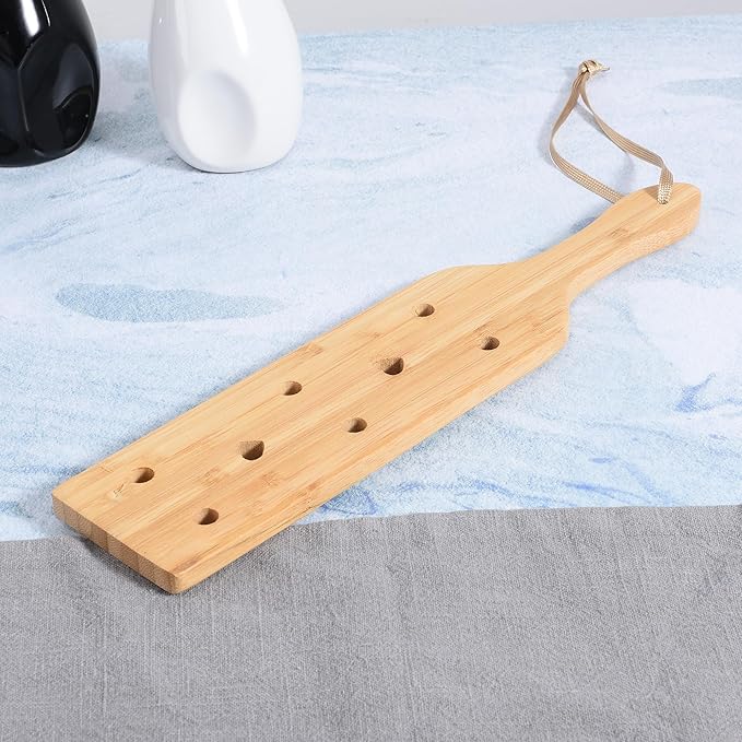 Bamboo Wood Paddle, 13.3 Inch Wooden Paddle with Airflow Holes