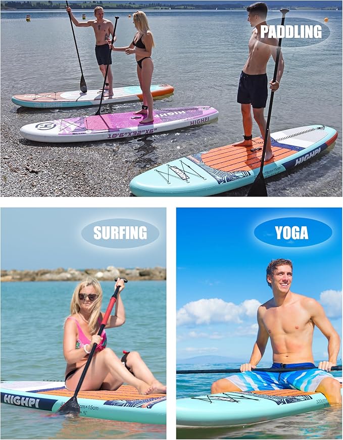 Highpi Inflatable Stand Up Paddle Board for Youth and Adults – Wide Sup with Premium Accessories, Blow Up Paddleboard for Surfing, Fishing, Yoga & More