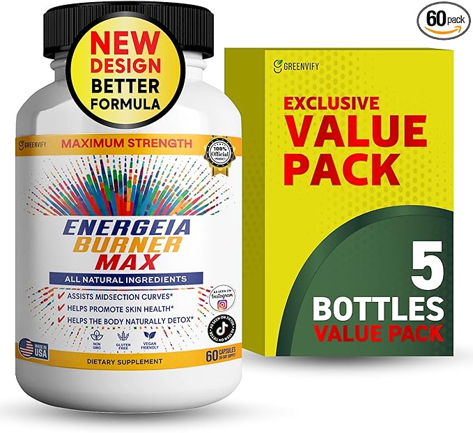 Energeia Burner Max, Natural Supplement, 60 Capsules, All Natural Ingredients, Vegan, Gluten Free (5)