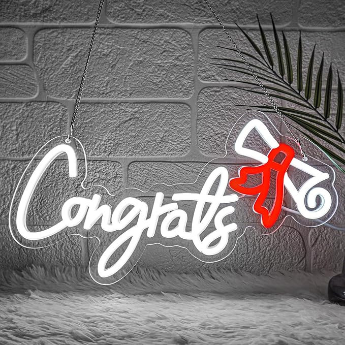 Congrats Graduation Neon Sign - Class of 2025 Graduation Party Decorations,LED Neon Light Up Sign for Photo Backdrop,Graduate Ceremony Wall Decor for High School College Celebration