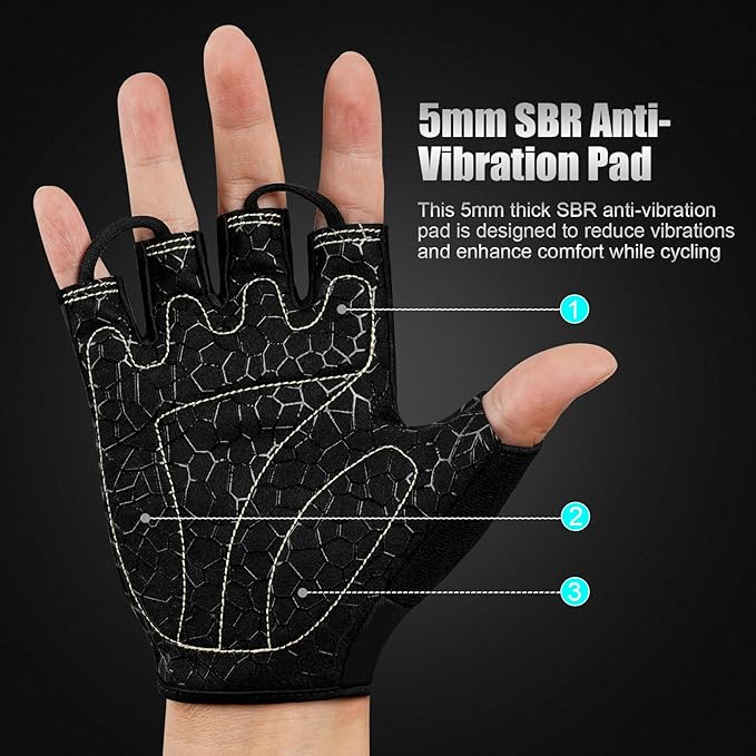 Cycling Gloves Bike Gloves for Men/Women Half Finger Biking Gloves Exercise Workout Gloves Suitable for Outdoor Sports, Gym, Weight Lifting, Rowing and Motorcycle